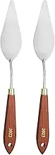 2pcs Palette Knife Painting Tool 3.94" x 1.38" Stainless Steel Teardrop Blade 9.84" Length Spatula Painting Pallet Knives with Hole Beech Wood Handle for Acrylic Canvas, Red/Silver