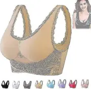 Bras For Older Women, Comfy Corset Bra Front Cross Side Buckle Lace Bras Skin Tone 5X-Large