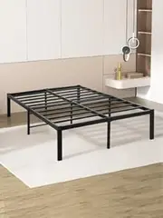 Levede 40cm King Metal Bed Frame, Under Bed Storage, Steel Mattress Bed Base Platform Foundation, Strong Metal Slats, for Bedroom Furniture,Reserved Holes for Headboard, Industrial Bed Frame(Black)