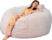 LoKori Adult Beanbag Chair Outside Cover,Soft Fluffy Faux Fur Beanbag Cover for Adults (No Filler),Storage Lazy Sofa Bed Cover for Living Room,Bedroom,A,175 x 76cm