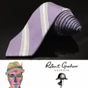 ROBERT GRAHAM Striped Design Signature Wool Silk Blend Tie