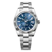 Rolex Sky-Dweller Watch 42MM Blue Index Hour Markers Dial Stainless Steel