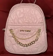 BETSY JOHNSON BACKPACK XOJUNE PINK WITH GOLD CHAINS MED NEW