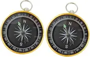 Totority 1 Pair Compass Keychain Handheld Compass Car Compass Keychain Compass Compasses Small Compass for Hiking Survival Compass Mini Pocket Compass Outdoor Compass Golden Aluminum Alloy