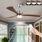 ACA 52" Ceiling Fan w/Light Remote Control Fans 3 Wooden Blades Timer Brown