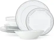 [Noritake] Satin Flourish 12-Piece Set, Service for 4 in White.,