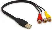 PIIHUSW USB to RCA Cable USB 2.0 Male to 3 RCA Female Jack Splitter Audio Video AV Composite Adapter Cord for TV PC HDD DVR (30cm)