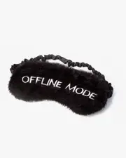 Black Offline Mode Fluffy Sleep Mask