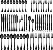 TFMOJHST 60 Pieces Black Silverware Sets Service for 10, Premium Stainless Steel Flatware Set,Matte Black Cutlery Set for Family Gatherings, Hotel, Office etc Use, Dishwasher Safe