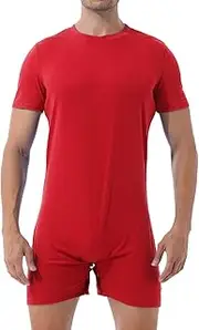 [TiaoBug] Mens One Piece Short Sleeve Bulge Pouch Boxer Rompers Workout Sports Exercise Bodysuit