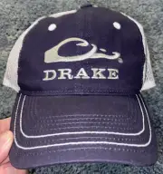 NWT Drake Waterfowl Systems Mesh Back Trucker Hat Logo. Ball Cap. Blue & OSFM