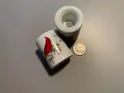 CERAMIC RED CARDINAL CHRISTMAS 3/4" CANDLE HOLDERS GERMAN MADE SET OF 2 NEW