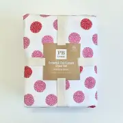 Pottery barn teen Snowball Dot Flannel sheet set XL Twin Dark Pink Red white