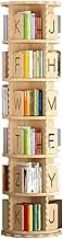 FTYEBDNC 360° Display Kids Rotating Bookshelf Tower, Revolving Bookcase with Letters Baffle, Solid Wood Spinning Book Display Stand, for Small Space,A6