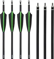 12 Pack Archery 31 Inch Hunting Carbon Arrow Spine 500 Targeting Practice Arrows with Removable Tips Arrowhead Arrow Quiver Tube for Hunting Recurve Compound Bow