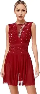[Yhong] Womens One Piece Bodysuit Sleeveless Ruffled Dress Gown Backless Dance Dressy Outfit for Party
