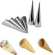 CANDeal 6pcs Non-Stick Cream Horn Molds, 5,5 Inch Large Stainless Steel Cream Horn Mold for DIY Cooking Danish Pastry Lady Lock Form, Cream Roll, Croissant Roller, Ice Cream Egg Roll