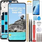 YHX-OU 6.43 Inch Black + Frame TFT Display for Oppo Find X5 Lite 5G Reno 7 5G CPH2371 LCD Display Touch Screen Replacement Screen LCD Glass Assembly Digitizer + 1 x Screen Protector + Tools