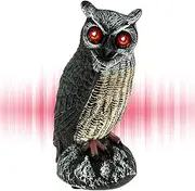 ZLHETWT Solar Fake Horned Owl Statue, Solar Powered Halloween Motion Activated Scarecrow Owl, 2 Working Modes for Garden Yard Outdoor Patio (styleB)