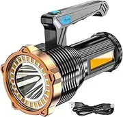 Strong Flashlight Rechargeable - Outdoor Fishing Flashlights - Rechargeable Torch with Side Light for Camping Hiking, Outdoor Lighting Tool