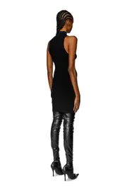 [Diesel] Diesel - Short turtleneck dress in ribbed knit - Dresses - Woman - Black M Black
