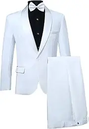 [Zylphorix] Men's 2 Piece Blazer Pants Suit One Button Slim Fit Formal Suit Business Wedding Prom Tuxedo Suits