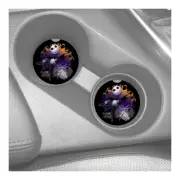 JACK SKELLINGTON SANDSTONE CAR DRINK HOLDER COASTER 2pc SET ABSORBS