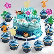 Moana Happy Birthday Cake Topper and Moana Cupcake Toppers, Baby Moana Cake Toppers Moana Cupcake Food Picks for Hawaiian Luau Moana Themed Baby Shower Birthday Party Cake Decorations