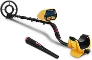 Giantz Metal Detector, 180mm Deep Searching Sensitive Pinpointer Finder Bounty Hunter Portable Tracker Gold Detectors Handheld Outdoor Beach Camping Detecting Equipment, Alarm Led Indicator Yellow