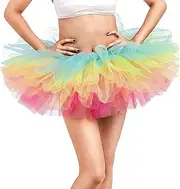 [KWBCM] Tutu Skirt Women's Teens Elastic 6 Layered Tulle Halloween Ballet Skirt Vintage Style Cheerleading Short Skirt Adult Size