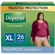 Depend FIT-FLEX Underwear Women Maximum XL Blush CA of 52