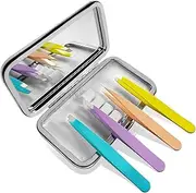 Tweezers for Women, Tweezer Set for Facial Hair Eyebrow Tweezers Men Eyebrow Chin Twizzers Kit Hair Grooming With Leather Case Built In Mirror (MultiColor Mix)