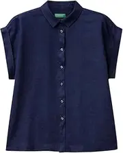 [United Colors of Benetton] Women's Camicia 5bmldq06v Shirt, Blue, M