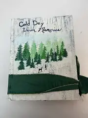 Homemade Decorated Book Cold Day Warm Memories Pine Trees Deer White Antiqued