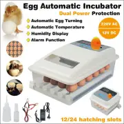 12/24 Egg Incubator Fully Automatic Digital Led Turning Chicken Eggs Poultry