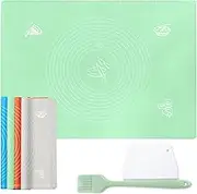 27.5inx19.7in Non-Stick Silicone Baking Mat，Large Baking Pastry Mat，with Dough Scraper and Pastry Brushes（Green）