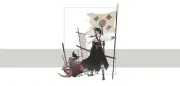 Anime samurai girls cyborg cyberpunk simple background Playmat Game Mat Desk