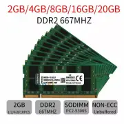 20GB 16GB 8GB 4GB 2GB DDR2 667MHz KVR667D2S5/2G Laptop Memory SDRAM Kingston LOT