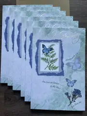 6 Sympathy American Greetings Cards, Butterfly Floral, Full Size Cards