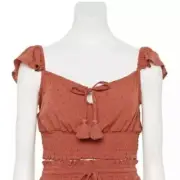 Live to be Spoiled Juniors Flutter Sleeve Smocked Top XL New with Tags Rust Cute