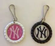 Handmade New York Yankees Zipper Pull Set of 2