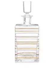 New Martha Stewart Macy’s Glass Whiskey Decanter Cocktail Barware Gold & Silver