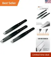 Ultra-Precision Professional Tweezers - Matte Black, Perfect for Eyebrows & More