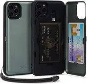 TORU CX PRO for iPhone 11 Pro Case Wallet | Protective Shockproof Heavy Duty Cover with Hidden Card Holder & Card Slot |Wrist Strap, Lightning Adapter Mirror Included - Green
