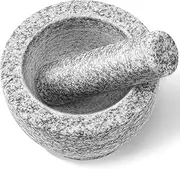 Granite Mortar and Pestle Set | Gray Granite | Stone Spice Grinder | Stone Grinder Bowl for Guacamole, Salsa, Herb Crusher, Grind and Crush Spices and Nuts to Release Flavor - Holds 2 Cups﻿