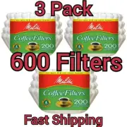 600 Melitta Jr. Basket Filters - White - 4 to 6-Cup - 3 pack's of 200