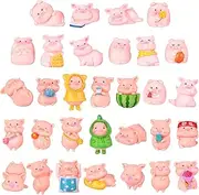 Maitys 31 Pieces Cute Pink Piggy Miniature Figurines Toys Pig Decor Toy Figurine Waterproof Tiny Party Decorations Mini Resin Garden for Cake Toppers Moss Landscape DIY Terrarium Crafts