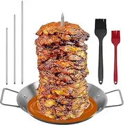 Barbecue Hack Vertical Skewers, Stainless Tacos Al Pastor Skewer Stand with 3 Spike(8,10,12 Inch),Removable Grilling Meat Spit for Grilling and Shawarma Brazilian Churrasco Chickens Kebab