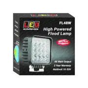 LED Autolamps Heavy Duty 48 Watt Square Flood Light 16 LED Work Lamp Single Box