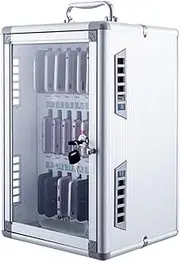 24 Slots Aluminum Alloy Cell Phone Lock Box, Mobile Wall-Mounted Phone Safe Deposit Box With Keys For Office School Classroom Factory
